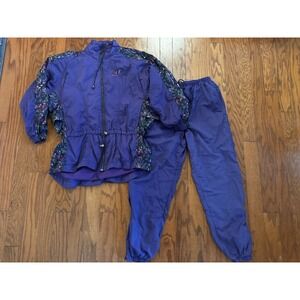 Y2K Nike Team Tracksuit Set Sz M Purple Windbreaker Jacket Pants Retro 90's
